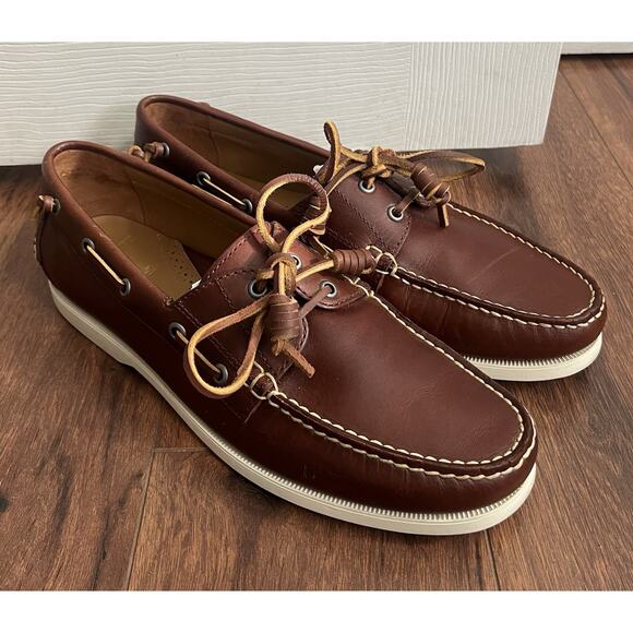 Ralph Lauren Other - POLO RALPH LAUREN Merton Brown Leather Rawhide Lace Boat Shoes Loafers